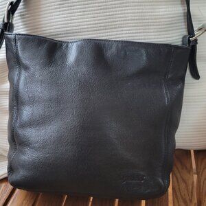 Tignanello Black Genuine Leather Crossbody Shoulder Bag — Soft Pebbled Leather